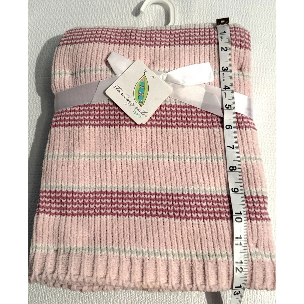 Starting Out Layette Baby Blanket Pink‎ Chenille Stripe Security Lovey NWT Cozy
